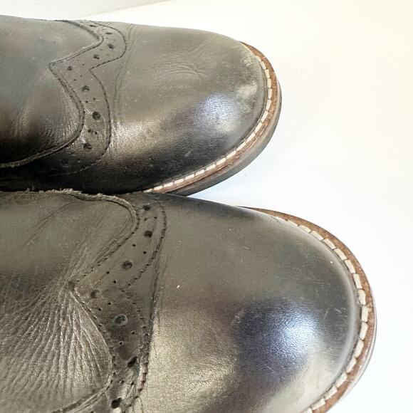 RUDSAK Men’s Black Leather Wingtip Brogue Chelsea Boots – Size 42 US 9 - Picture 7 of 11